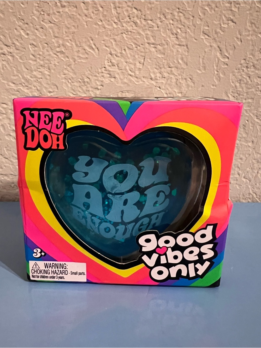 Authentic NeeDoh Good Vibes Only Heart Stress Toy - Blue